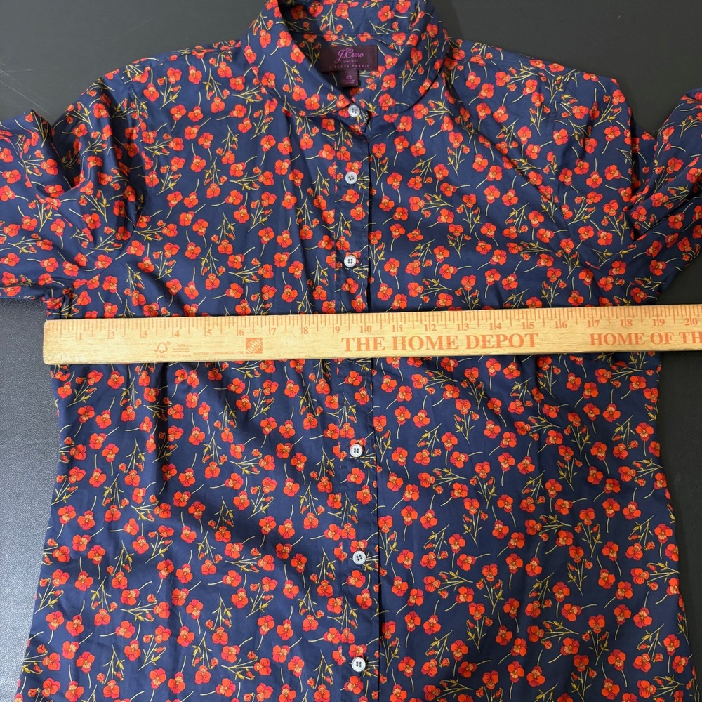 J.Crew Liberty Art Fabric Button Down Shirt Size 10 Floral Navy Peter Pan Collar - Picture 6 of 12